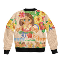 Kawaii Hula Girls Sleeve Zip Bomber Jacket Aloha Hibiscus Flowers LT9 - Polynesian Pride