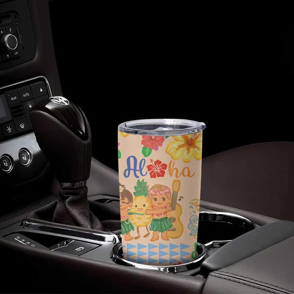 Kawaii Hula Girls Tumbler Cup Aloha Hibiscus Flowers