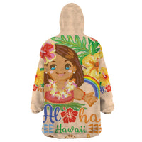 Kawaii Hula Girls Wearable Blanket Hoodie Aloha Hibiscus Flowers LT9 - Polynesian Pride