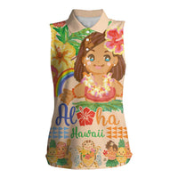 Kawaii Hula Girls Women Sleeveless Polo Shirt Aloha Hibiscus Flowers LT9 Female Nude - Polynesian Pride