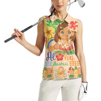 Kawaii Hula Girls Women Sleeveless Polo Shirt Aloha Hibiscus Flowers LT9 - Polynesian Pride