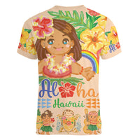 Kawaii Hula Girls Women V-Neck T-Shirt Aloha Hibiscus Flowers LT9 - Polynesian Pride