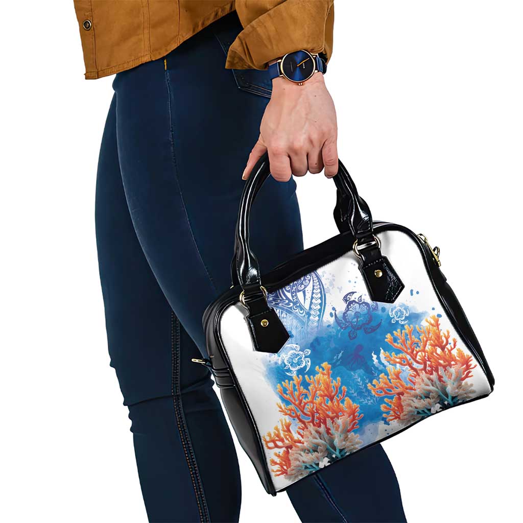 Hibiscus Turtle Tattoo Coral Reef Shoulder Handbag with Polynesian Tribal LT9 - Polynesian Pride