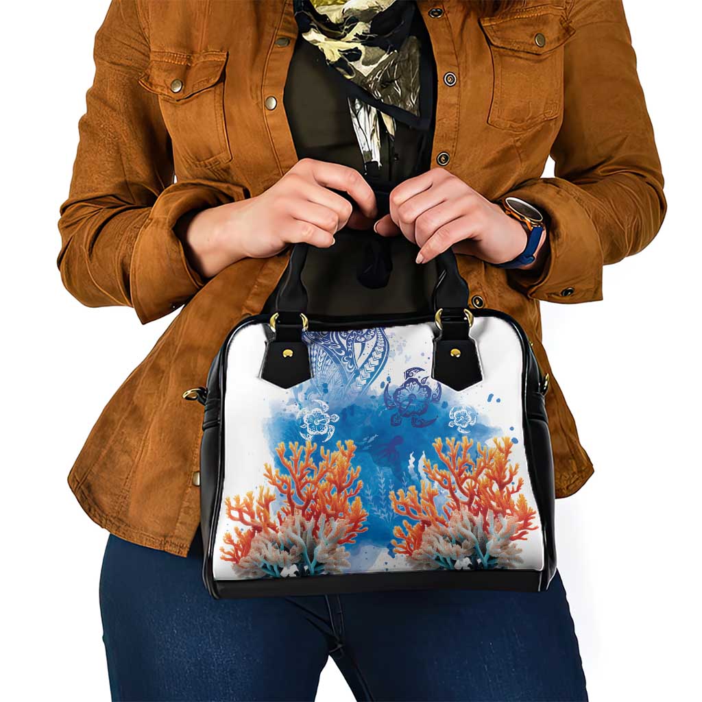 Hibiscus Turtle Tattoo Coral Reef Shoulder Handbag with Polynesian Tribal LT9 - Polynesian Pride