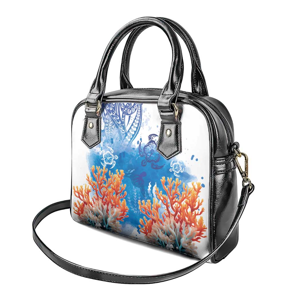Hibiscus Turtle Tattoo Coral Reef Shoulder Handbag with Polynesian Tribal LT9 - Polynesian Pride