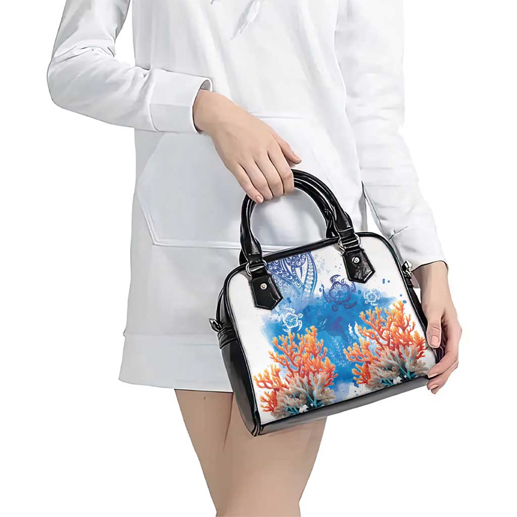 Hibiscus Turtle Tattoo Coral Reef Shoulder Handbag with Polynesian Tribal LT9 - Polynesian Pride