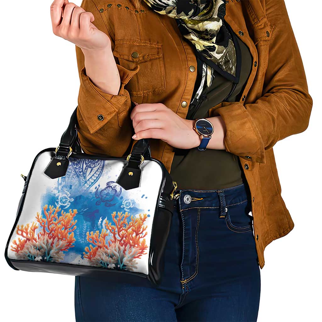 Hibiscus Turtle Tattoo Coral Reef Shoulder Handbag with Polynesian Tribal LT9 - Polynesian Pride