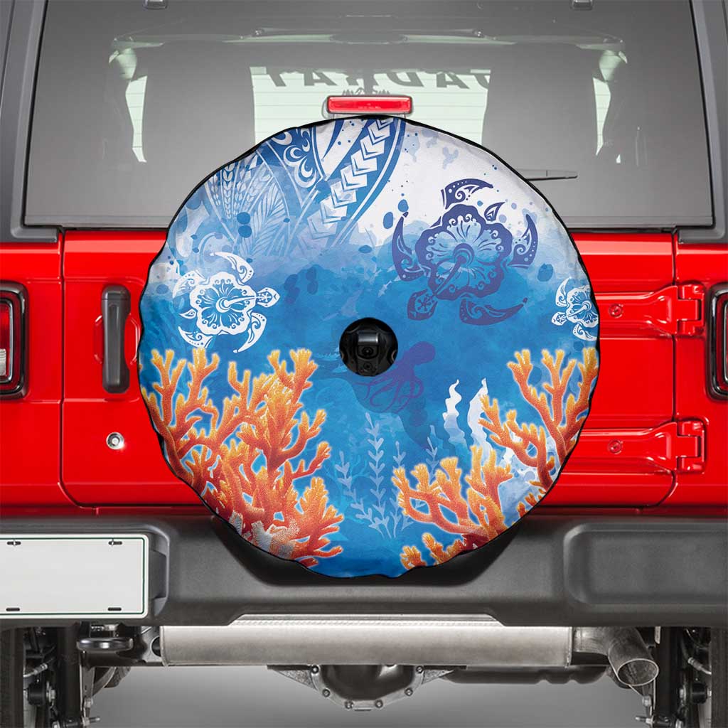 Hibiscus Turtle Tattoo Coral Reef Spare Tire Cover with Polynesian Tribal LT9 - Polynesian Pride