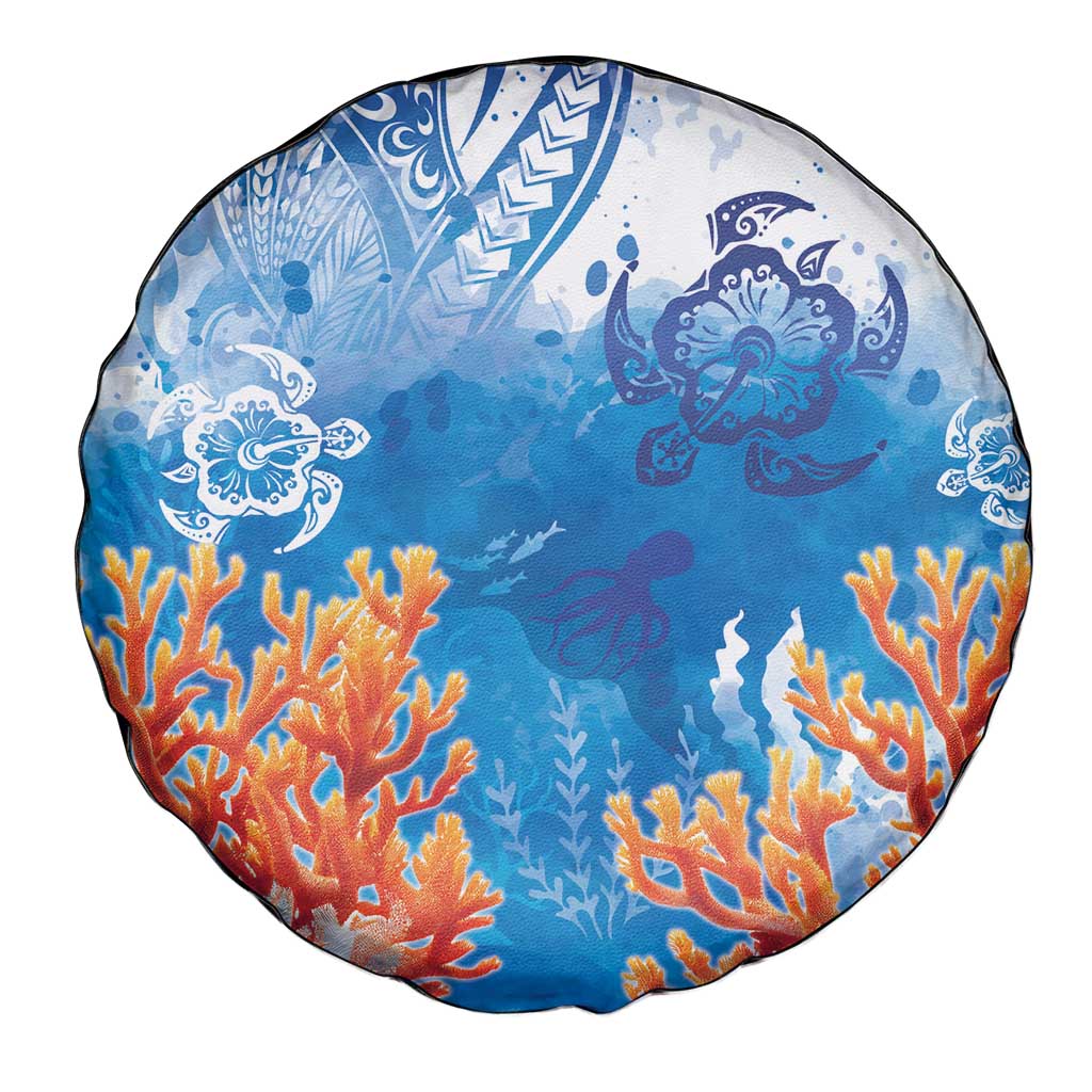 Hibiscus Turtle Tattoo Coral Reef Spare Tire Cover with Polynesian Tribal LT9 - Polynesian Pride