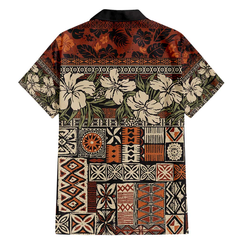 Pacific Hibiscus Tapa Tribal Vintage Family Matching Summer Maxi Dress and Hawaiian Shirt Brown Motif LT9 - Polynesian Pride