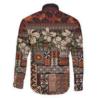 Pacific Hibiscus Tapa Tribal Vintage Family Matching Tank Maxi Dress and Hawaiian Shirt Brown Motif LT9 - Polynesian Pride