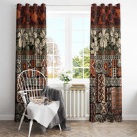 Pacific Hibiscus Tapa Tribal Vintage Window Curtain Brown Motif LT9 - Polynesian Pride