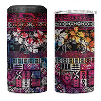 Pacific Hibiscus Tapa Tribal Vintage 4 in 1 Can Cooler Tumbler Pink Motif LT9 One Size: 16 oz Pink - Polynesian Pride
