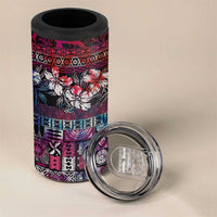 Pacific Hibiscus Tapa Tribal Vintage 4 in 1 Can Cooler Tumbler Pink Motif LT9 - Polynesian Pride