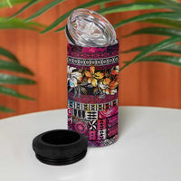 Pacific Hibiscus Tapa Tribal Vintage 4 in 1 Can Cooler Tumbler Pink Motif LT9 - Polynesian Pride