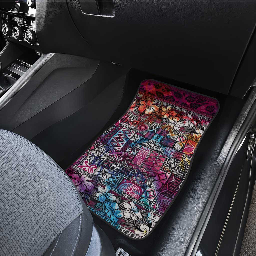 Pacific Hibiscus Tapa Tribal Vintage Car Mats Pink Motif