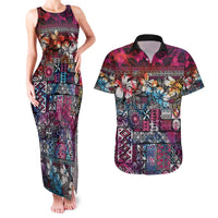 Pacific Hibiscus Tapa Tribal Vintage Couples Matching Tank Maxi Dress and Hawaiian Shirt Pink Motif LT9 Pink - Polynesian Pride