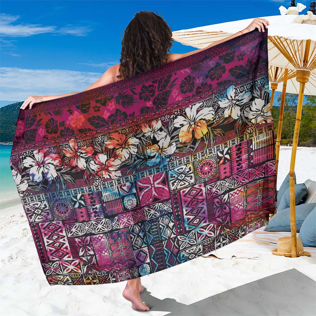 Pacific Hibiscus Tapa Tribal Vintage Sarong Pink Motif