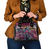 Pacific Hibiscus Tapa Tribal Vintage Shoulder Handbag Pink Motif
