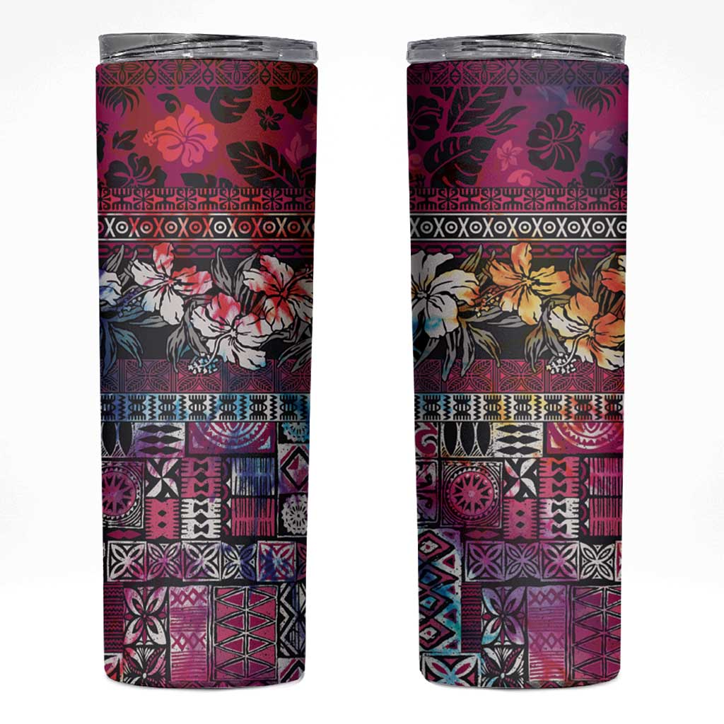 Pacific Hibiscus Tapa Tribal Vintage Skinny Tumbler Pink Motif LT9 Pink - Polynesian Pride