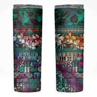 Pacific Hibiscus Tapa Tribal Vintage Skinny Tumbler Turquoise Motif LT9 Turquoise - Polynesian Pride