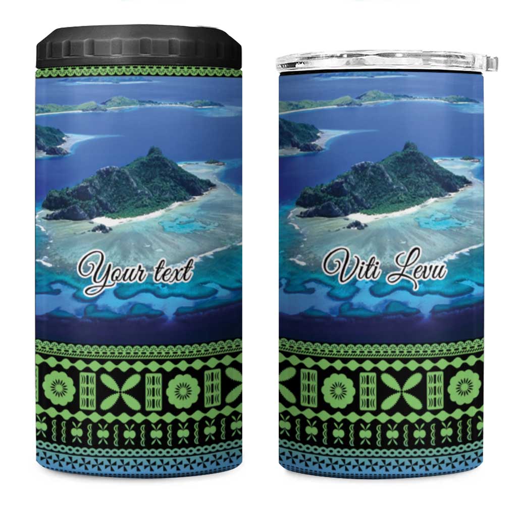 Personalised Fiji Viti Levu 4 in 1 Can Cooler Tumbler Tagimoucia and Tapa Tribal Pattern LT9 One Size: 16 oz Blue - Polynesian Pride