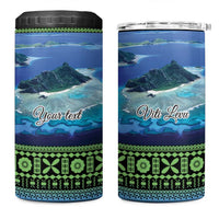 Personalised Fiji Viti Levu 4 in 1 Can Cooler Tumbler Tagimoucia and Tapa Tribal Pattern LT9 One Size: 16 oz Blue - Polynesian Pride
