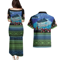 Personalised Fiji Viti Levu Couples Matching Puletasi and Hawaiian Shirt Tagimoucia and Tapa Tribal Pattern LT9 - Polynesian Pride