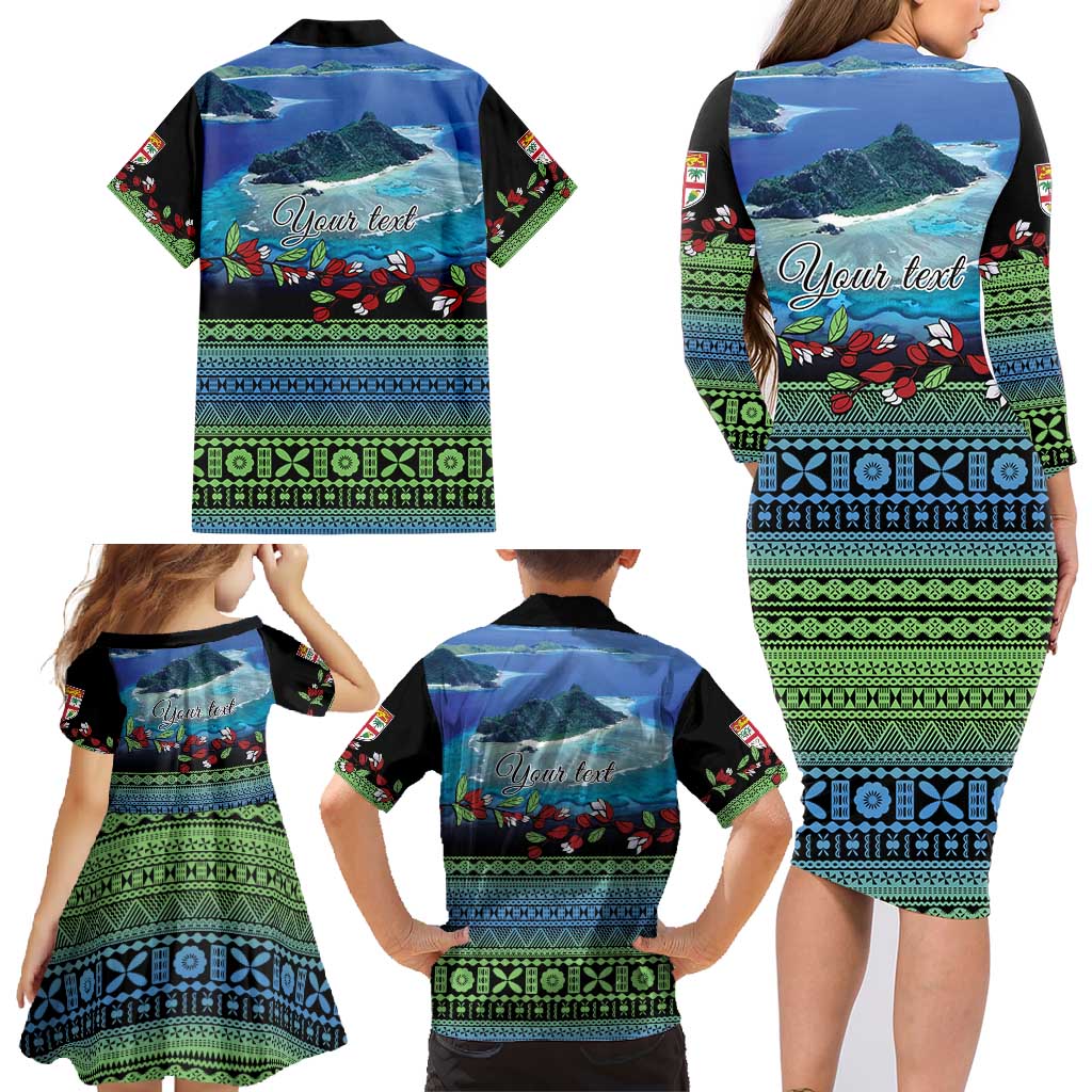 Personalised Fiji Viti Levu Family Matching Long Sleeve Bodycon Dress and Hawaiian Shirt Tagimoucia and Tapa Tribal Pattern LT9 - Polynesian Pride