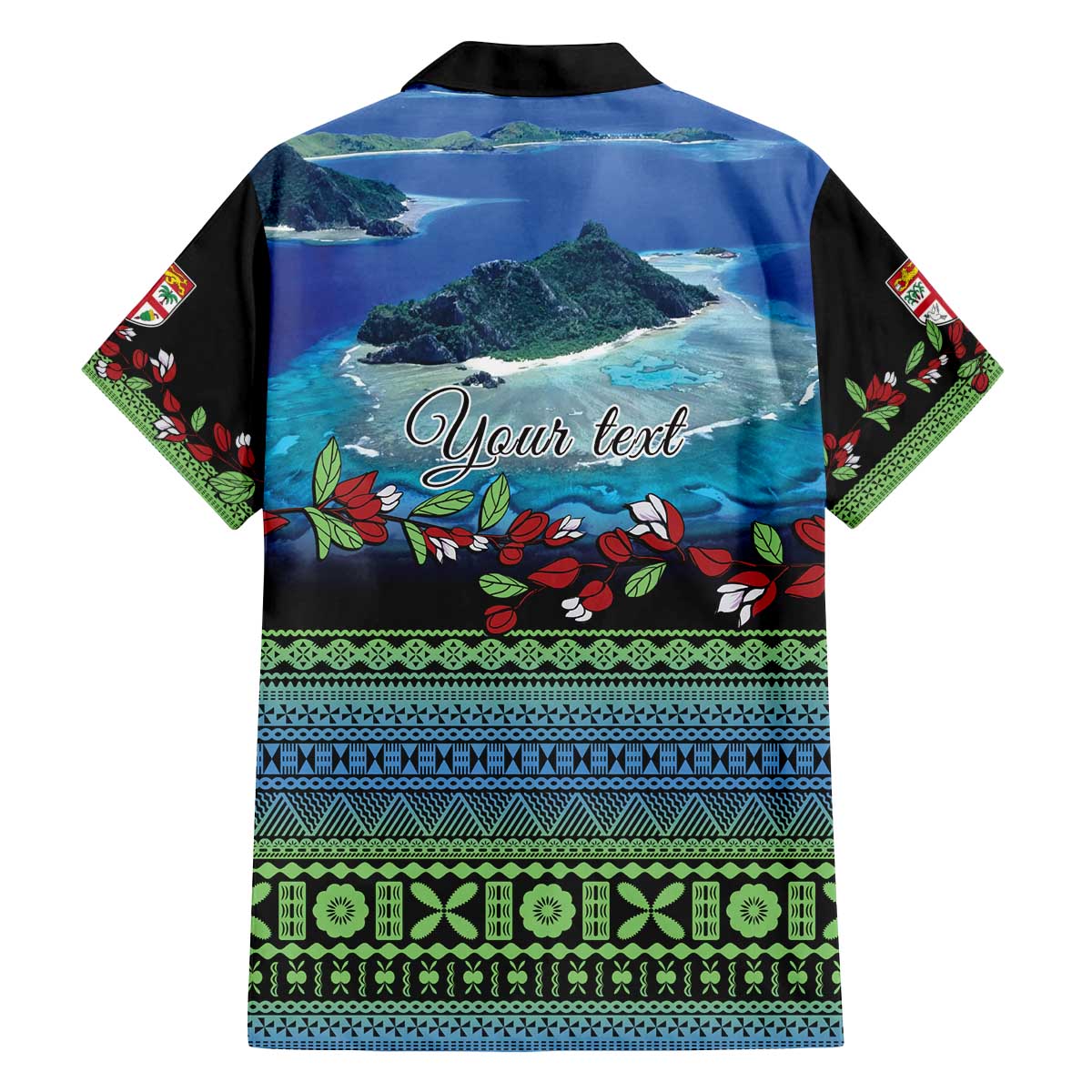 Personalised Fiji Viti Levu Family Matching Off The Shoulder Long Sleeve Dress and Hawaiian Shirt Tagimoucia and Tapa Tribal Pattern LT9 - Polynesian Pride