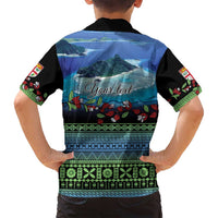 Personalised Fiji Viti Levu Family Matching Off Shoulder Maxi Dress and Hawaiian Shirt Tagimoucia and Tapa Tribal Pattern LT9 - Polynesian Pride