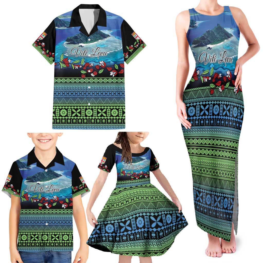 Personalised Fiji Viti Levu Family Matching Tank Maxi Dress and Hawaiian Shirt Tagimoucia and Tapa Tribal Pattern LT9 - Polynesian Pride