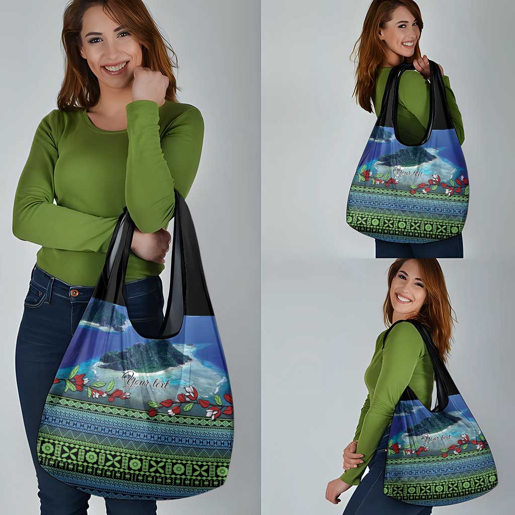 Personalised Fiji Viti Levu Grocery Bag Tagimoucia and Tapa Tribal Pattern
