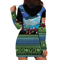 Personalised Fiji Viti Levu Hoodie Dress Tagimoucia and Tapa Tribal Pattern LT9 - Polynesian Pride