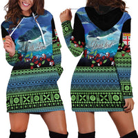 Personalised Fiji Viti Levu Hoodie Dress Tagimoucia and Tapa Tribal Pattern LT9 - Polynesian Pride