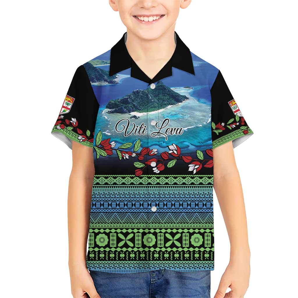 Personalised Fiji Viti Levu Kid Hawaiian Shirt Tagimoucia and Tapa Tribal Pattern LT9 Kid Blue - Polynesian Pride
