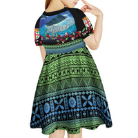 Personalised Fiji Viti Levu Kid Short Sleeve Dress Tagimoucia and Tapa Tribal Pattern LT9 - Polynesian Pride