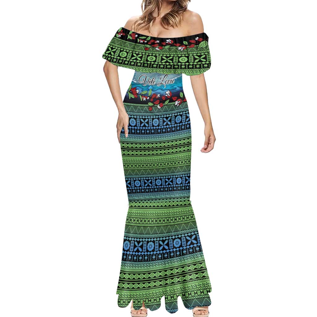 Personalised Fiji Viti Levu Mermaid Dress Tagimoucia and Tapa Tribal Pattern LT9 - Polynesian Pride