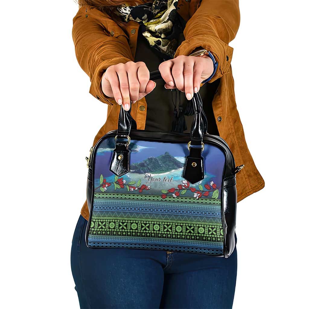 Personalised Fiji Viti Levu Shoulder Handbag Tagimoucia and Tapa Tribal Pattern LT9 One Size Blue - Polynesian Pride