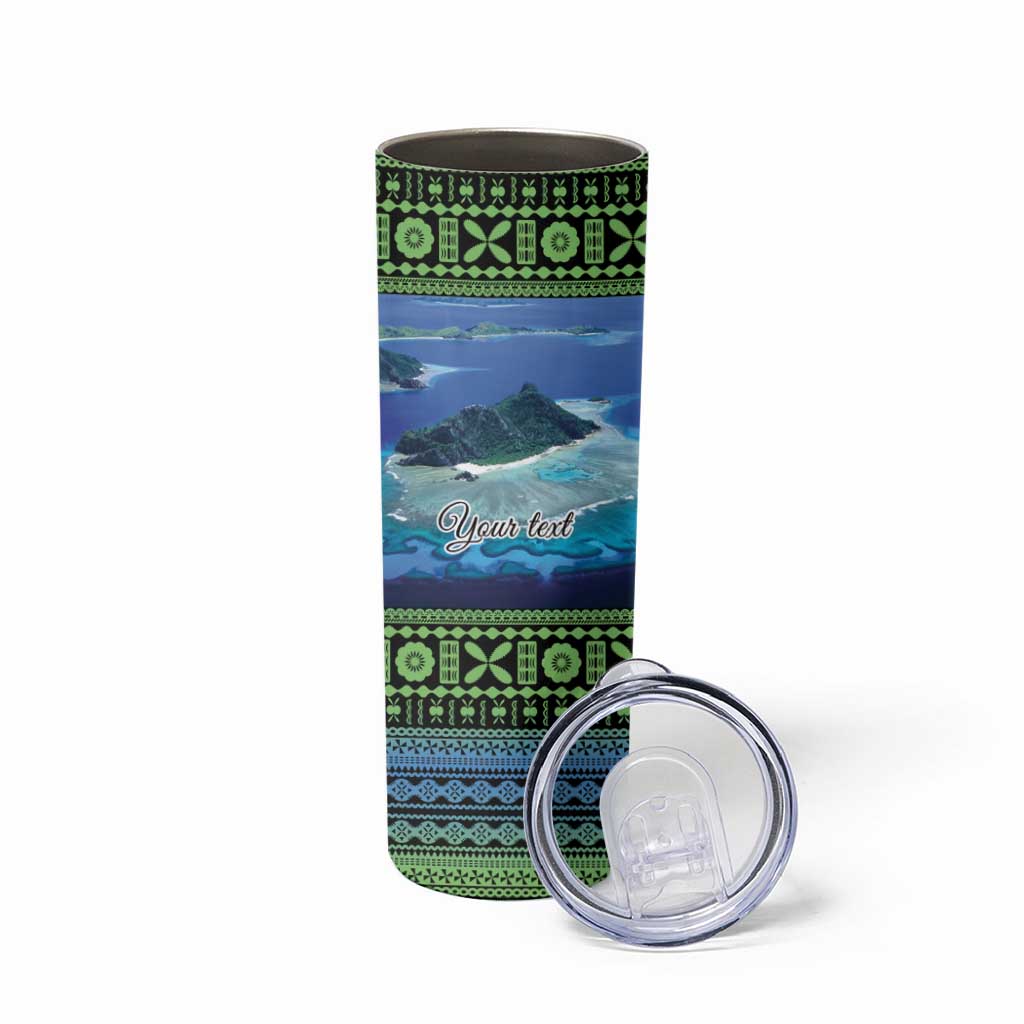 Personalised Fiji Viti Levu Skinny Tumbler Tagimoucia and Tapa Tribal Pattern LT9 - Polynesian Pride
