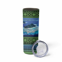Personalised Fiji Viti Levu Skinny Tumbler Tagimoucia and Tapa Tribal Pattern LT9 - Polynesian Pride