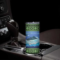 Personalised Fiji Viti Levu Skinny Tumbler Tagimoucia and Tapa Tribal Pattern LT9 - Polynesian Pride