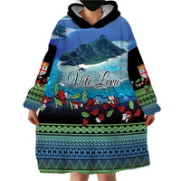 Personalised Fiji Viti Levu Wearable Blanket Hoodie Tagimoucia and Tapa Tribal Pattern LT9 - Polynesian Pride
