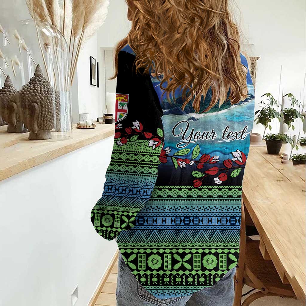 Personalised Fiji Viti Levu Women Casual Shirt Tagimoucia and Tapa Tribal Pattern LT9 - Polynesian Pride