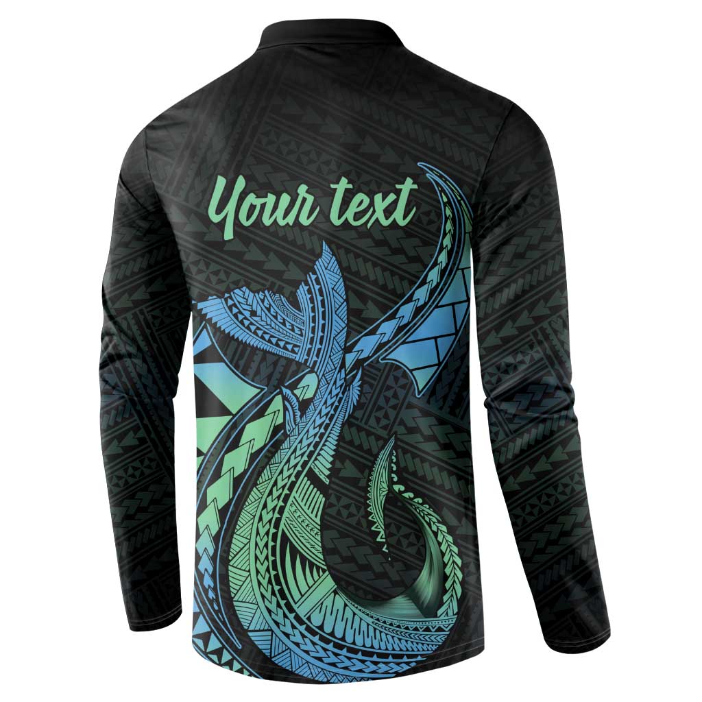 Personalised Hawaii Kure Atoll Button Sweatshirt Holaniku Coral Reef with Polynesian Tribal