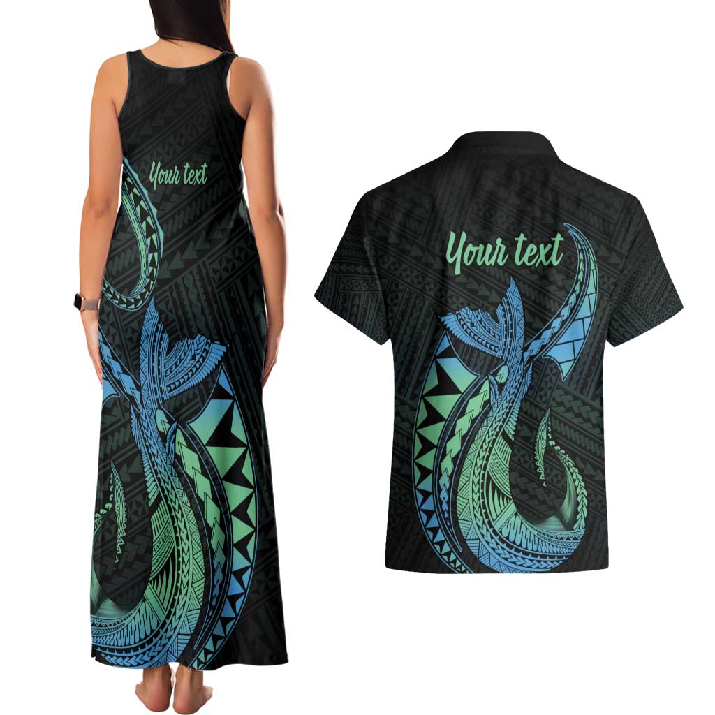 Personalised Hawaii Kure Atoll Couples Matching Tank Maxi Dress and Hawaiian Shirt Holaniku Coral Reef with Polynesian Tribal LT9 - Polynesian Pride