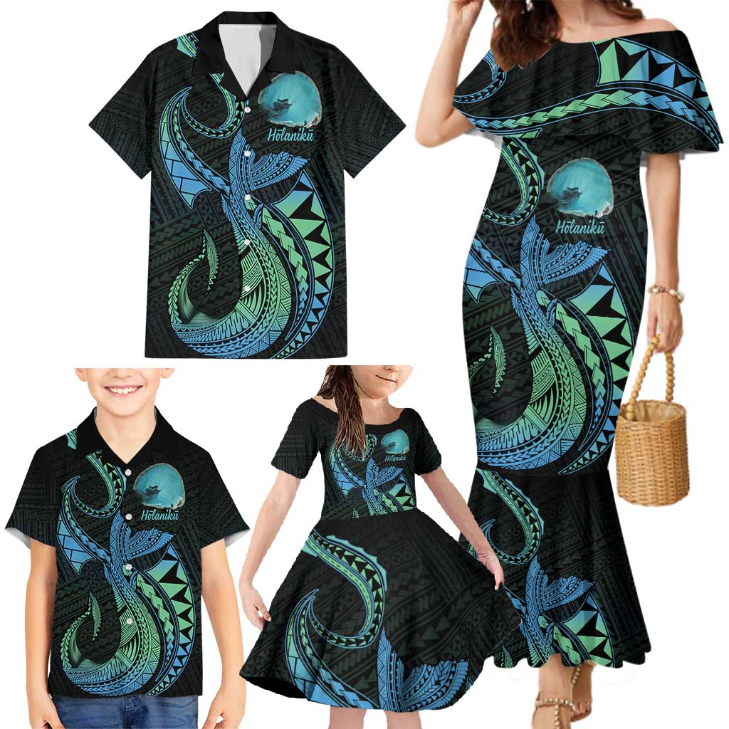 Personalised Hawaii Kure Atoll Family Matching Mermaid Dress and Hawaiian Shirt Holaniku Coral Reef with Polynesian Tribal LT9 - Polynesian Pride