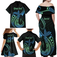 Personalised Hawaii Kure Atoll Family Matching Off Shoulder Maxi Dress and Hawaiian Shirt Holaniku Coral Reef with Polynesian Tribal LT9 - Polynesian Pride