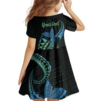 Personalised Hawaii Kure Atoll Kid Short Sleeve Dress Holaniku Coral Reef with Polynesian Tribal LT9 - Polynesian Pride