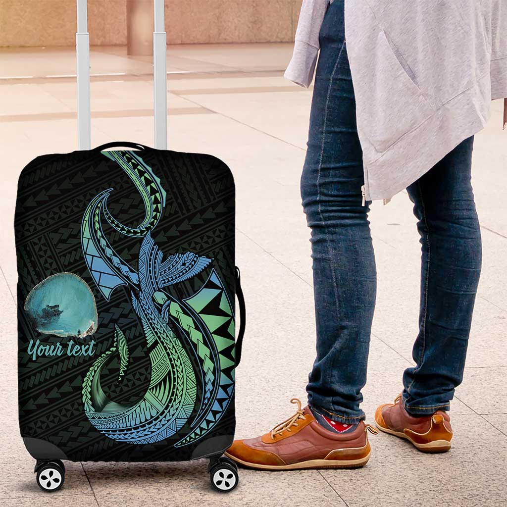 Personalised Hawaii Kure Atoll Luggage Cover Holaniku Coral Reef with Polynesian Tribal LT9 Blue - Polynesian Pride